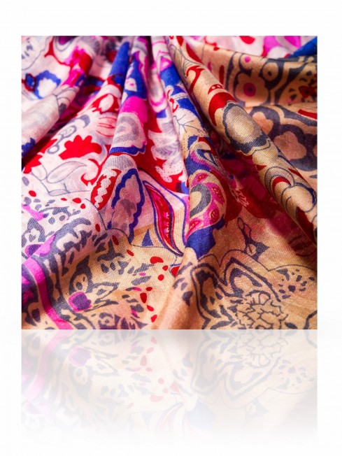 Палантин Женский SN-PAISLEY.ANIMAL/WHITE.PINK